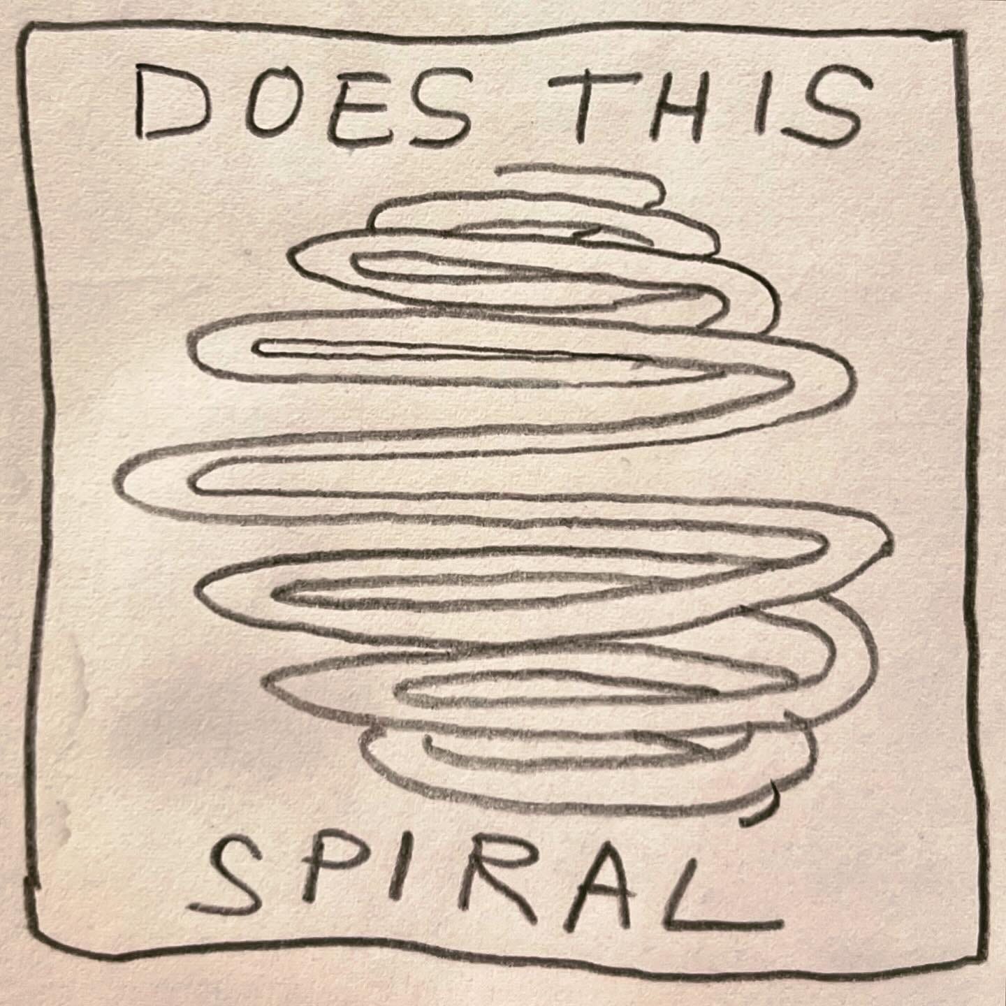 Panel 5: does this spiral Image: a single cord weaving from top to bottom appears like a slinky both ascending and descending, into and out of frame.