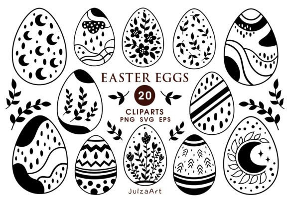 Black and White Easter Egg Clipart