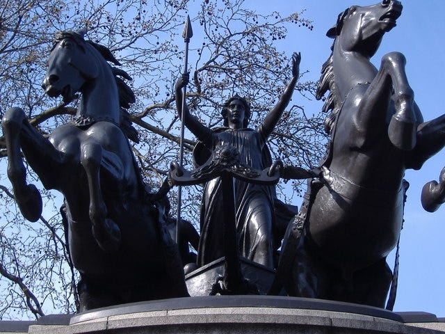 Boadicea's (or Boudicca's) Chariot by Westminster Bridge