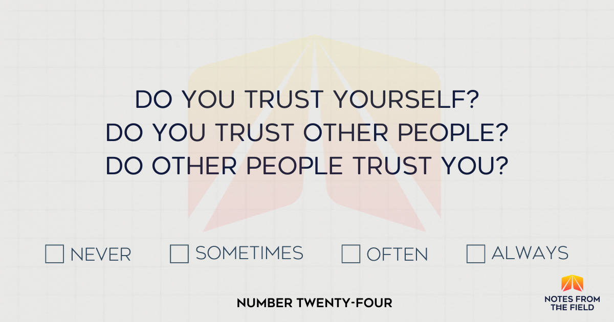 Do you trust yourself? Do you trust other people? Do other people trust you?