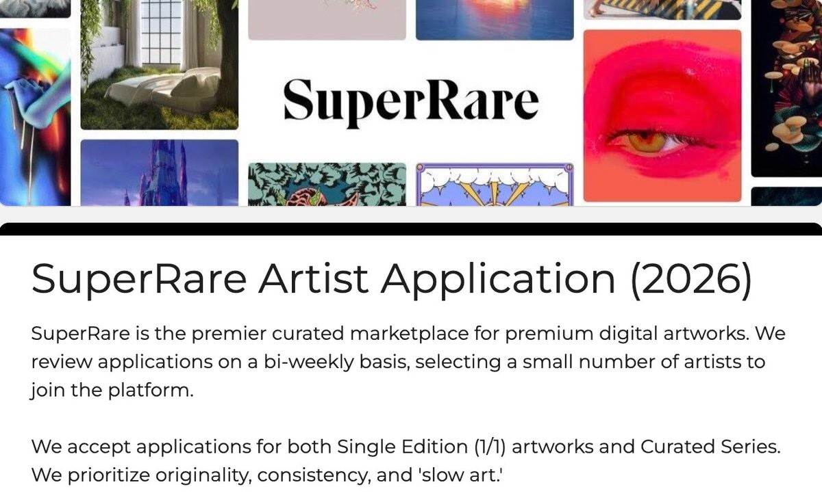 Artist applications are back on SuperRare.