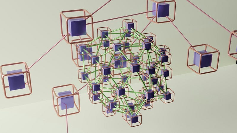 Interconnected cube-shaped nodes