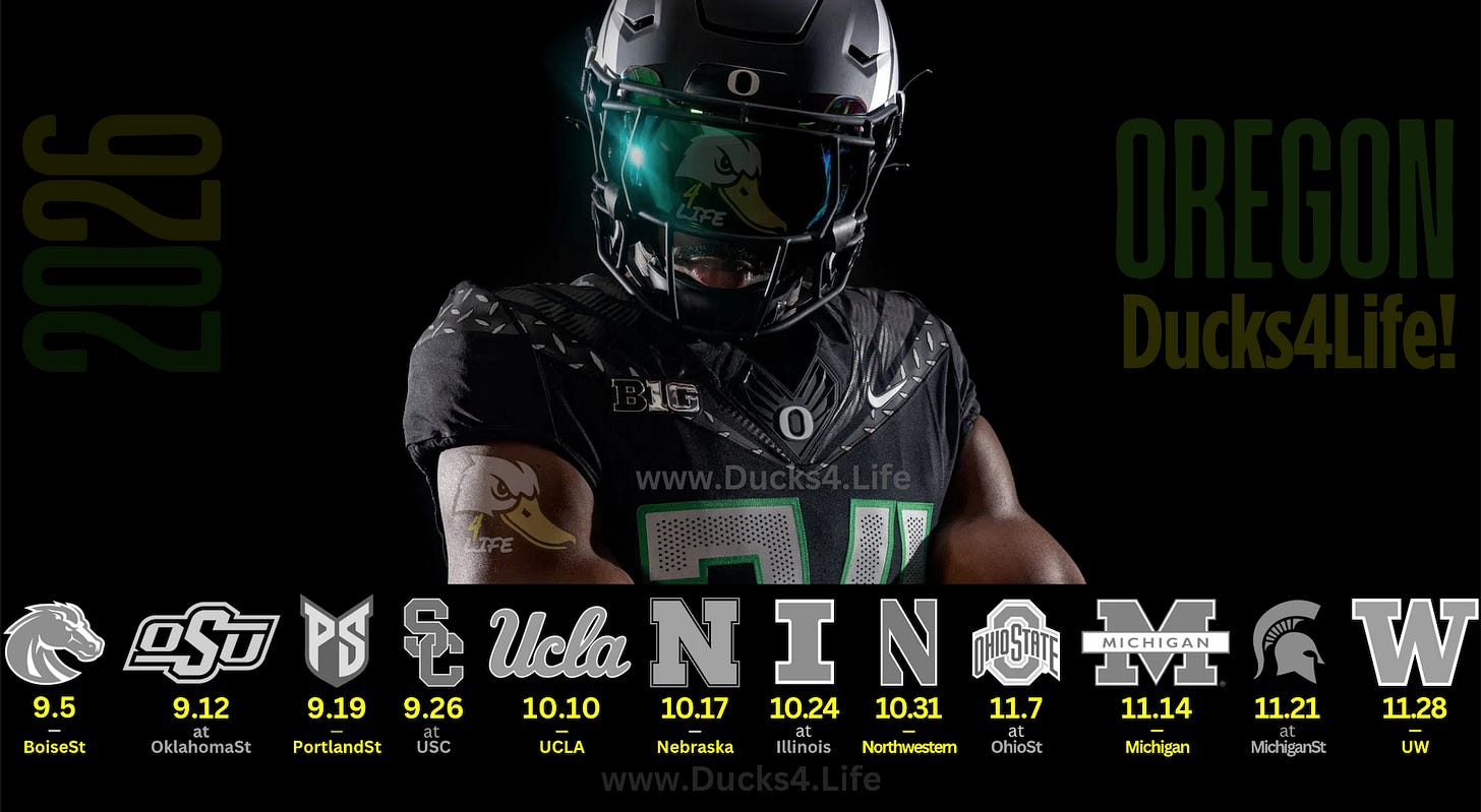 Official 2026 Oregon Ducks football schedule banner featuring a player in a black uniform and full 12-game slate. Visit www.Ducks4.Life today to join the ultimate VIP fan community, secure your premium subscription, and gear up for game day! Official 2026 Oregon Ducks football schedule banner featuring a player in a black uniform and full 12-game slate. Visit www.Ducks4.Life today to join the ultimate VIP fan community, secure your premium subscription, and gear up for game day!