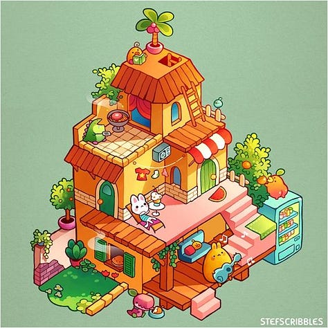 A collection of isometric art illustrations