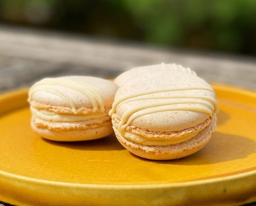 Husk’s raspberry and white chocolate cheesecake macarons