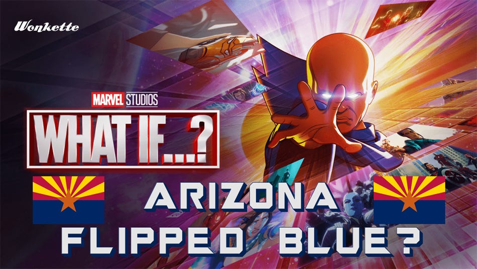 Parody of Marvel's 'What if....' preview with the subtitle 'ARIZONA FLIPPED BLUE?' Parody of Marvel's 'What if....' preview with the subtitle 'ARIZONA FLIPPED BLUE?'