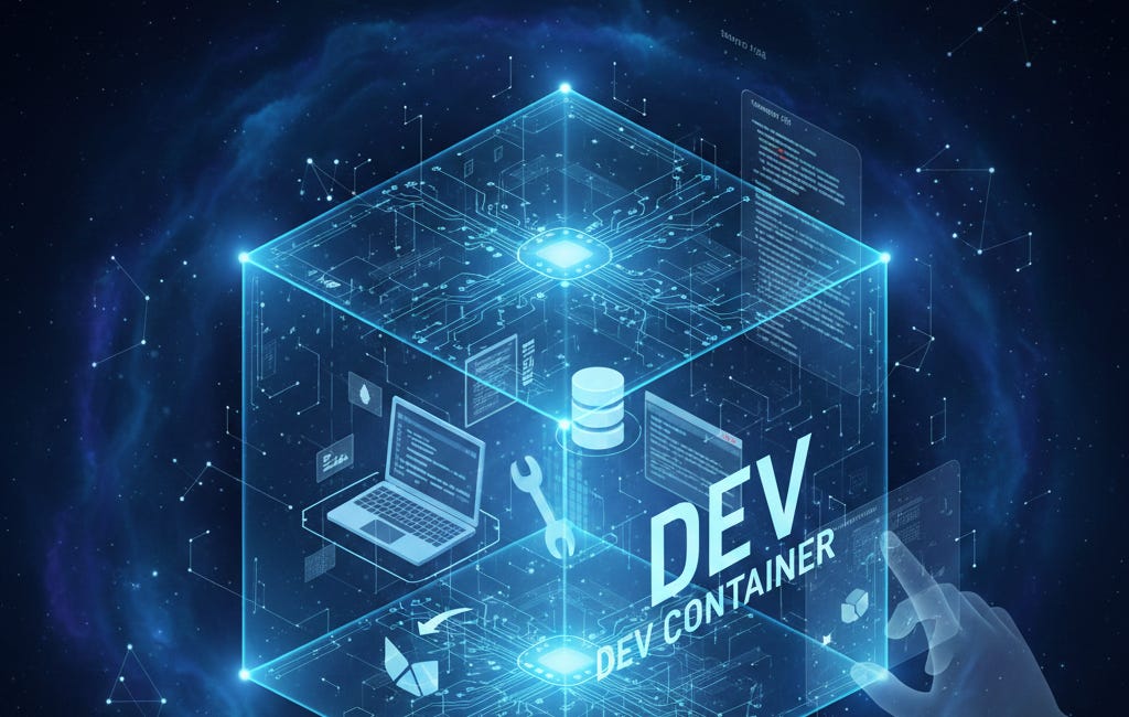 How did I configure my development environment with Dev Container?