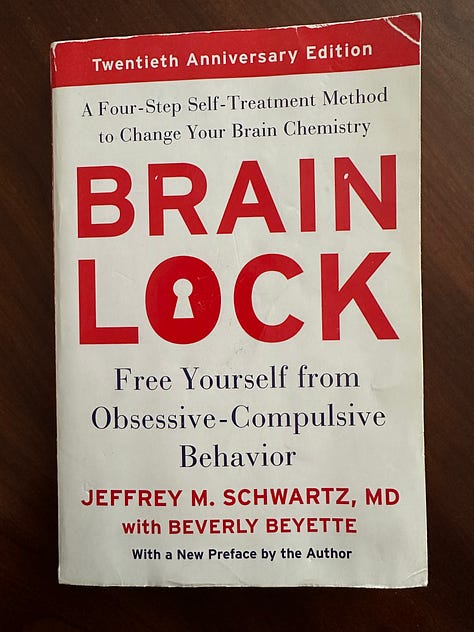 Cover and select pages (dedication and four steps of process) from Brain Lock book