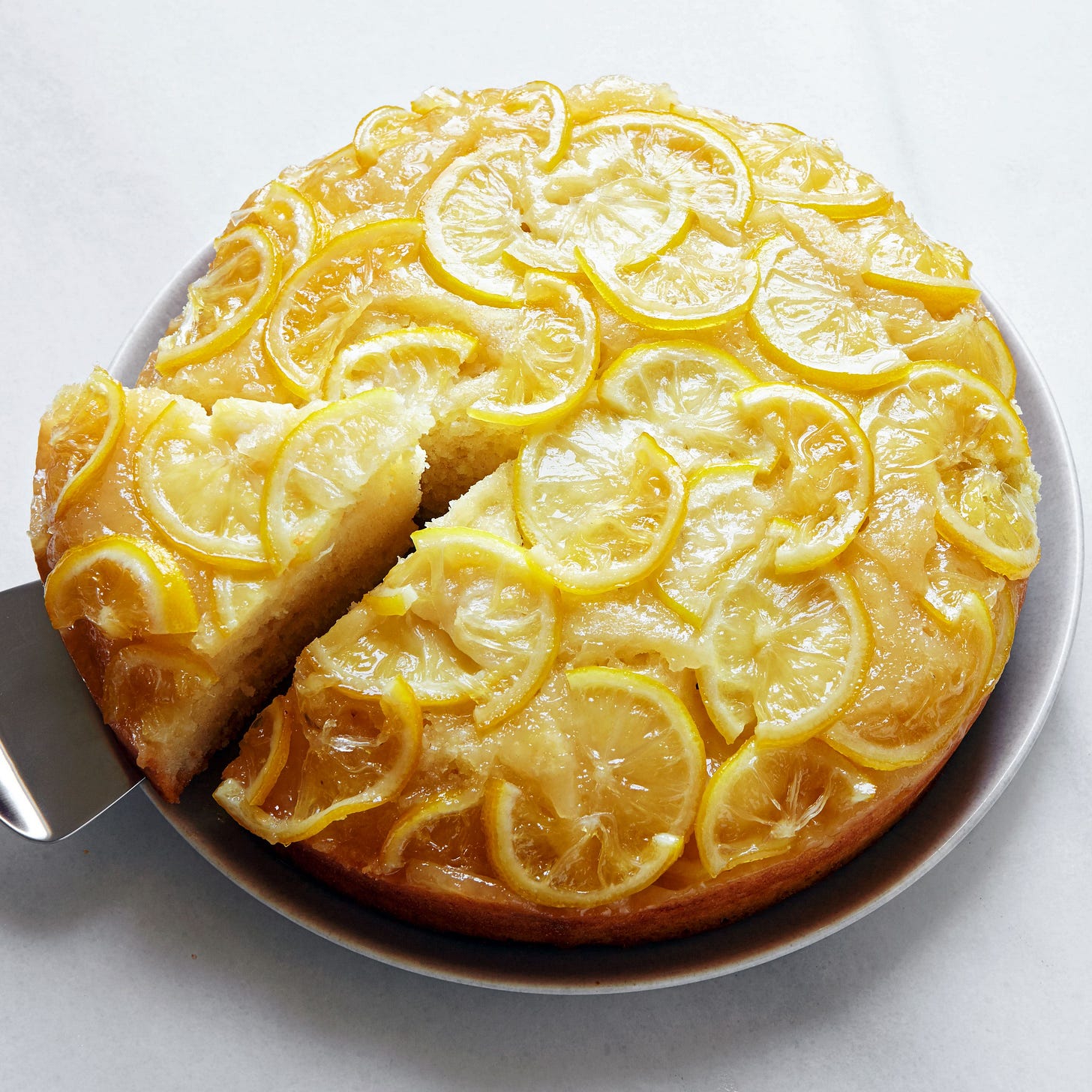 Photo of a lemon upsidedown cake.