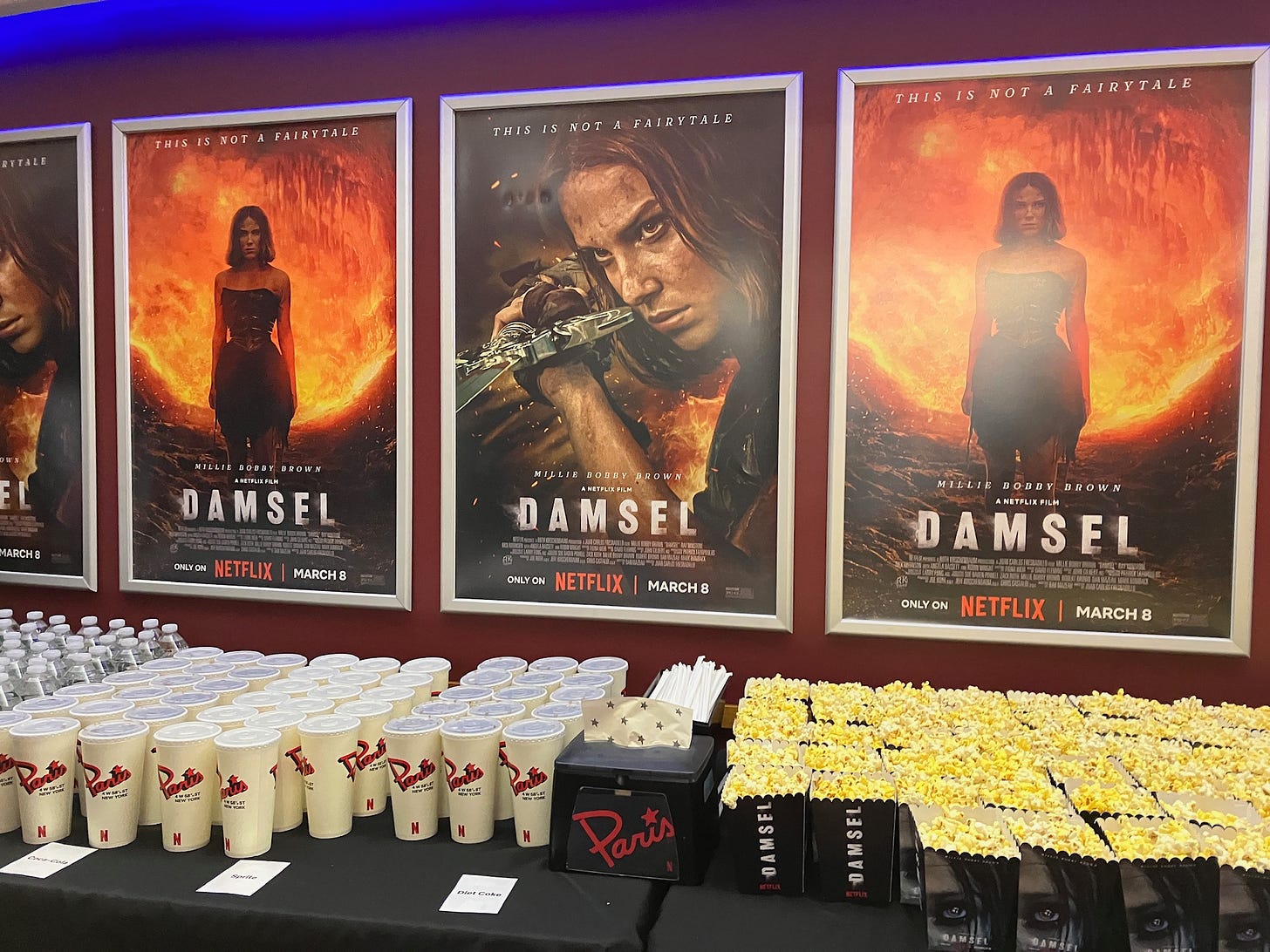 Popcorn and treats at the Damsel World Premiere in NYC