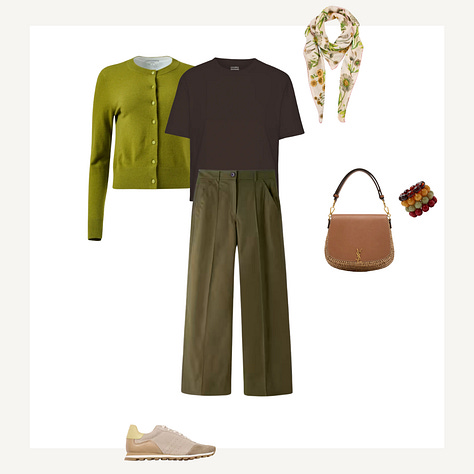 Capsule items for the Autumn palette and a selection of resulting outfits