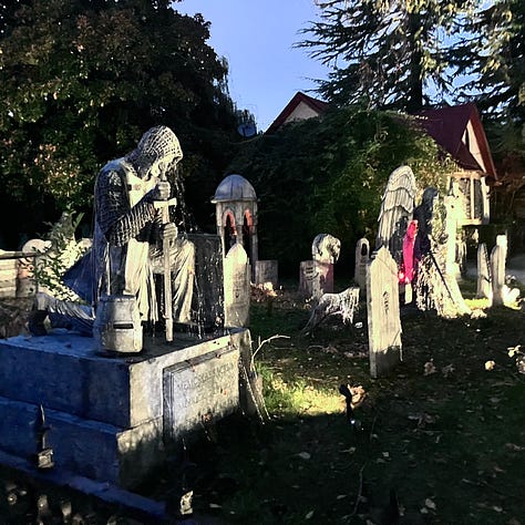 Tombstones, skeletons, and graveyard