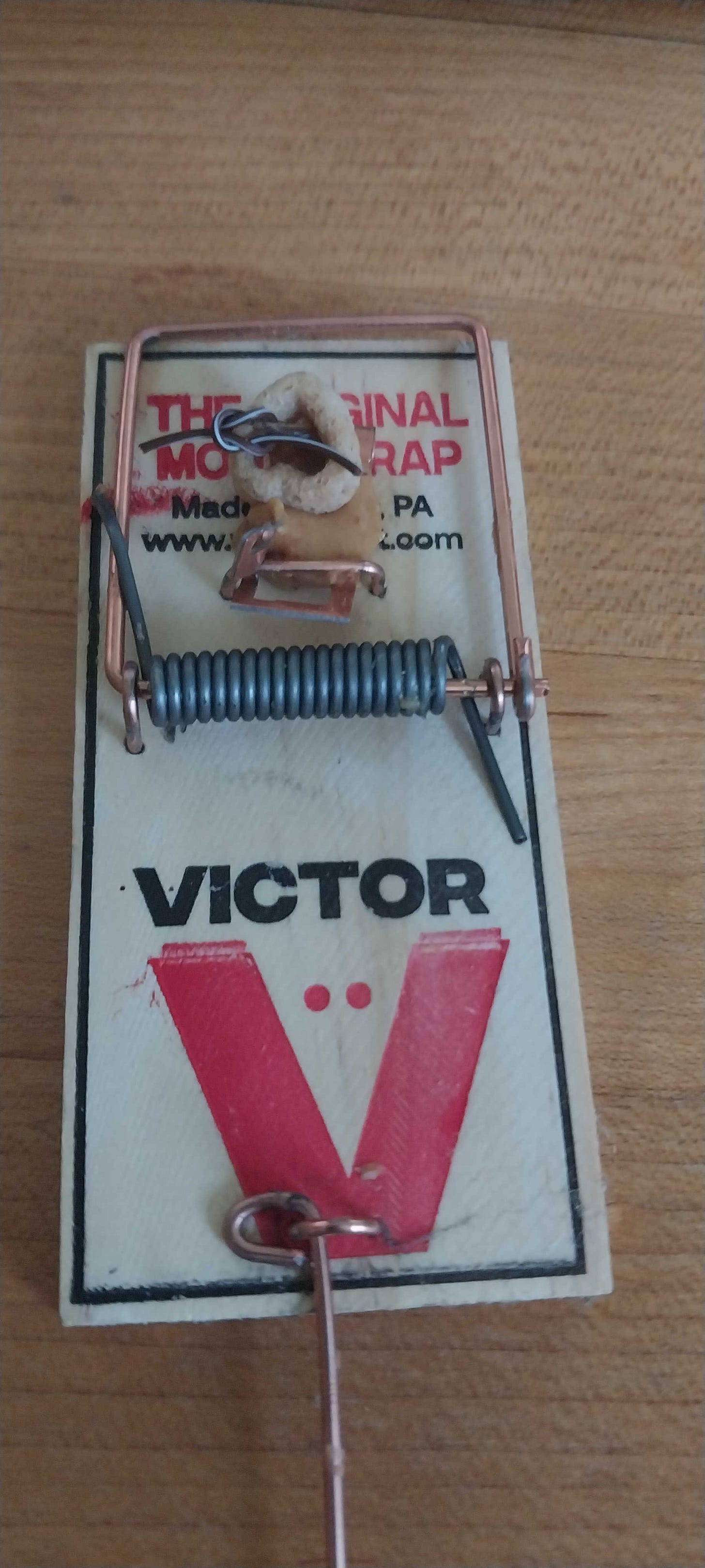 A picture of a Victor "snap trap," illustrating Step 6, above