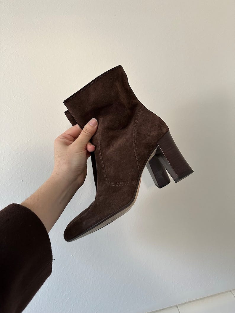 90s espresso suede boots 7.5 image 1