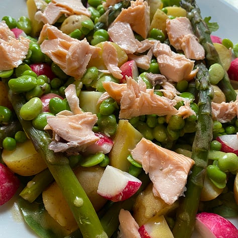 Pictures of Diana Henry’s salad recipe in stages