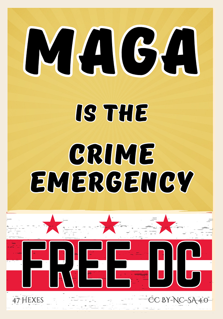 two side by side sticker designs. One with the words MAGA is the crime emergency as the prominent focus and the other with those words more minimized.