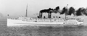 SS Yale, shown underway prior to World War I, served as USS Yale (ID-1672), 1918–1920 and as USS Greyhound (IX-106), 1943–1944.