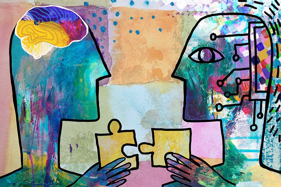 AI and Due Diligence: A Responsible Approach - artistic rendering of 2 people with puzzle pieces