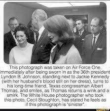 This photograph was taken on Air Force One. Immediately after being sworn  in as the 36th