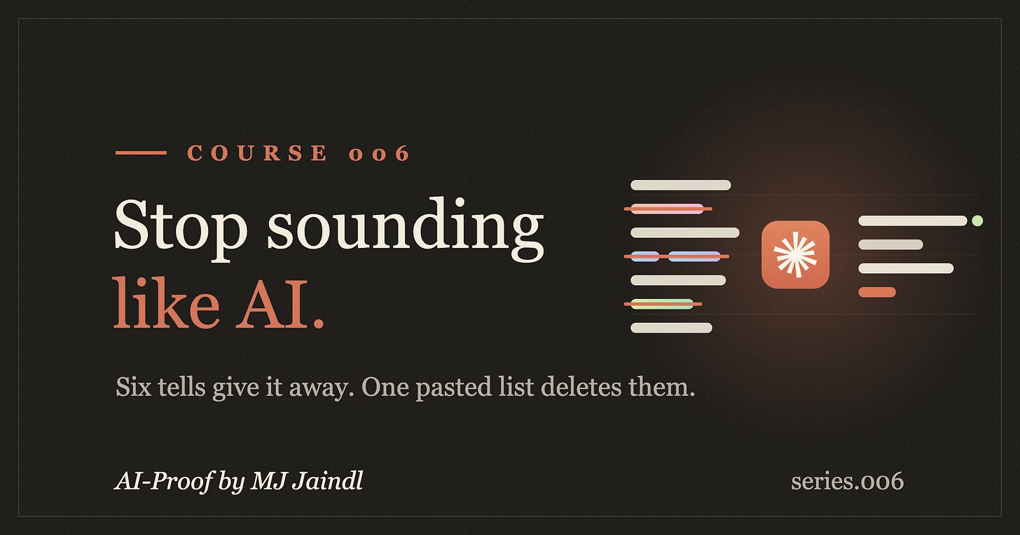 Stop Sounding Like AI. Course 6 cover.