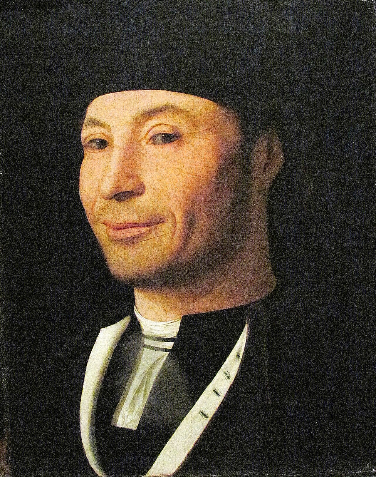 Antonello da Messina's Unknown Sailor, a man in a black cap with one corner of his mouth lifted Antonello da Messina's Unknown Sailor, a man in a black cap with one corner of his mouth lifted