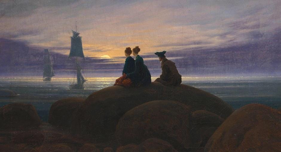 Moonrise by the sea,Caspar David Friedrich,oil on canvas,1822 : r/Art