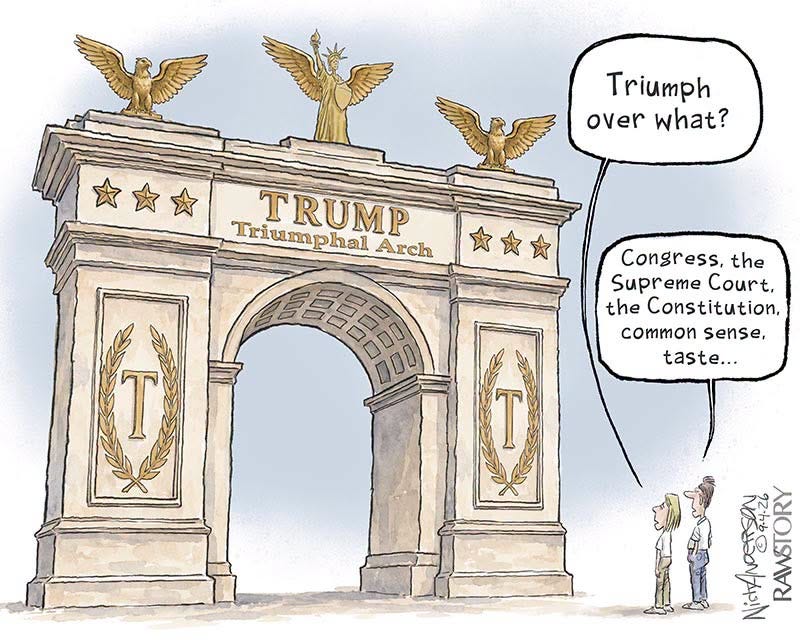 May be an image of the Arc de Triomphe, the Brandenburg Gate and text that says 'Triumph over what? Triumphal Trium TRUMP P phal Arch On DO O0 自 1D0 Congress, the Supreme Court, the Constitution, common sense, taste... T T T REENNE 종무초 RAWSTORY' May be an image of the Arc de Triomphe, the Brandenburg Gate and text that says 'Triumph over what? Triumphal Trium TRUMP P phal Arch On DO O0 自 1D0 Congress, the Supreme Court, the Constitution, common sense, taste... T T T REENNE 종무초 RAWSTORY'