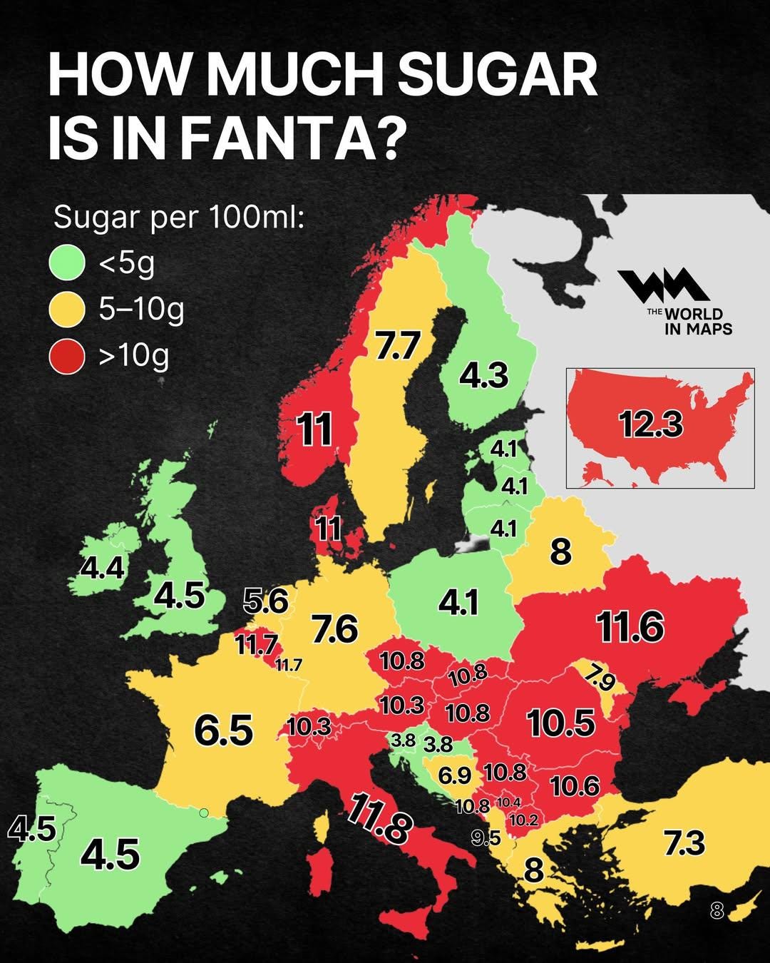 r/MapPorn - How much sugar is in Fanta?