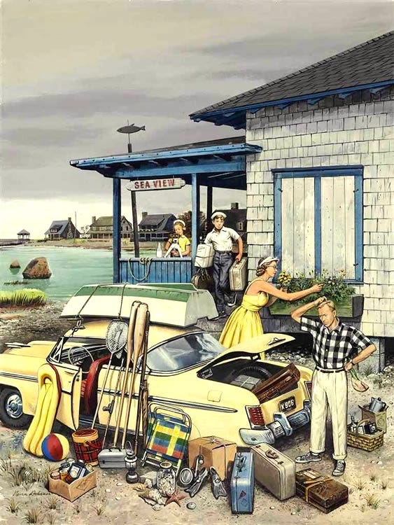 Packing the Car, The Saturday Evening Post Cover ' by Stevan Dohanos  (American- 1907-1994) : Original Oil on Canvas