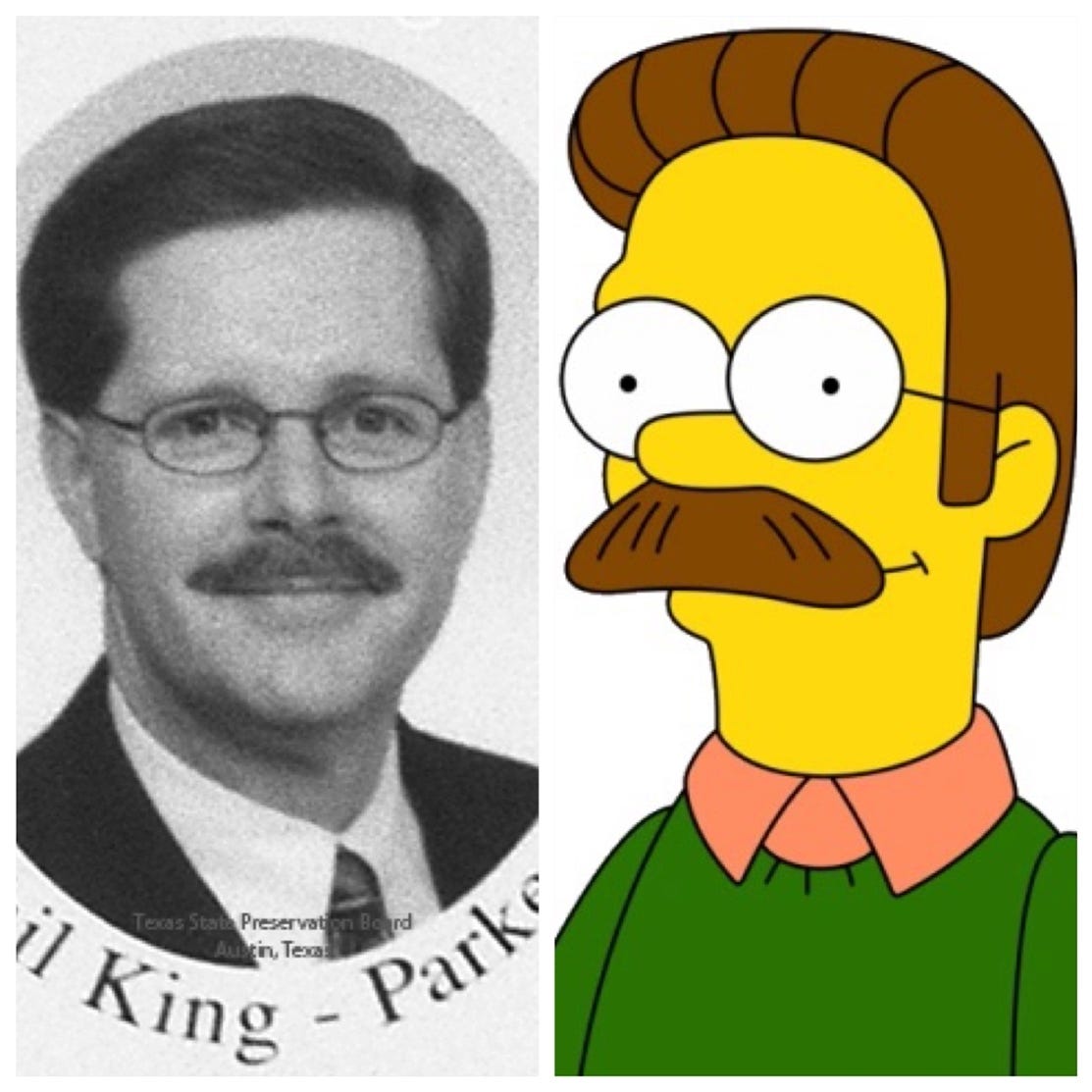 A cartoon of a person with a mustache

Description automatically generated