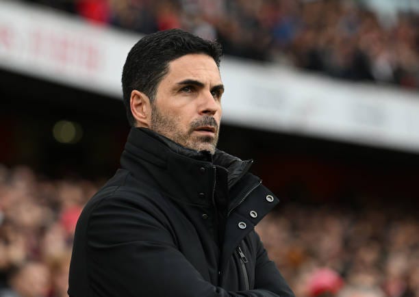 Arsenal Manager Mikel Arteta before the Premier League match between Arsenal FC and West Ham United FC at Emirates Stadium on February 22, 2025 in...