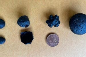 The newly discovered tektites or ‘cosmic glass’.