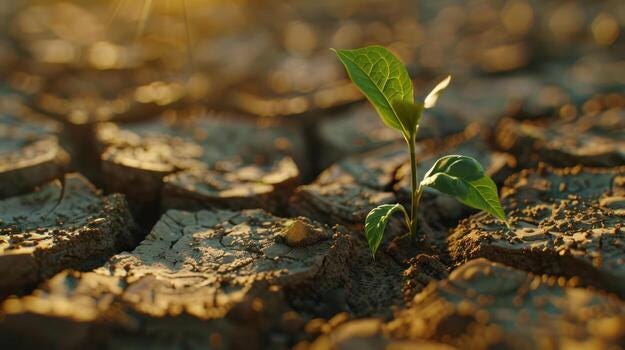 A Single Green Sprout Pushing Through Cracked, Dry Earth 53909620 Stock  Photo at Vecteezy