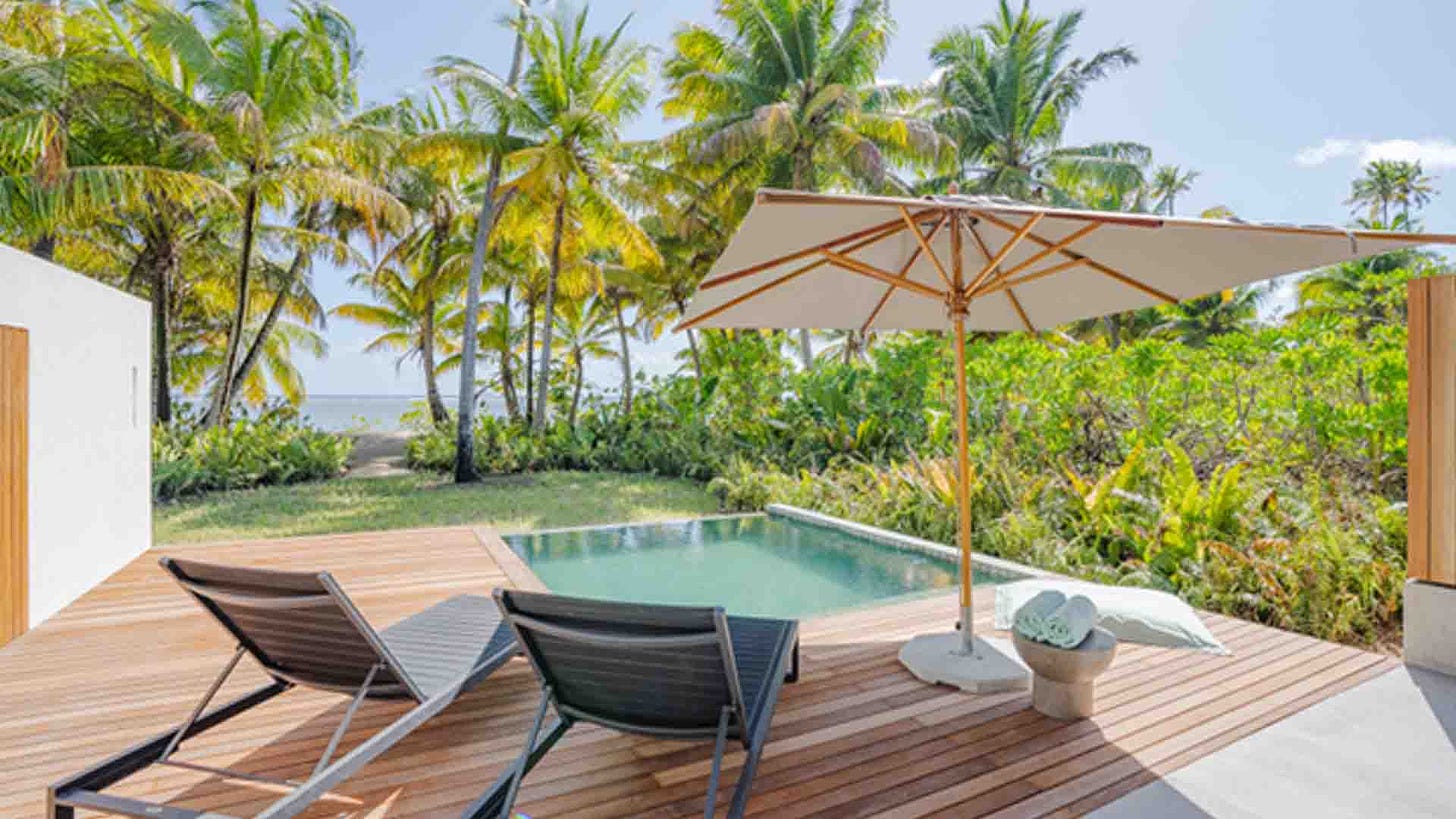 Alphonse Island Lodge has five beach villas that have a private plunge pool and are private and immersed in nature.