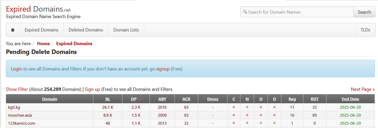 ExpiredDomains.net is a great starting point for domain flipping