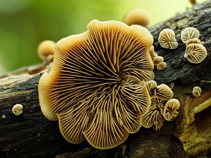 mushrooms on wood
