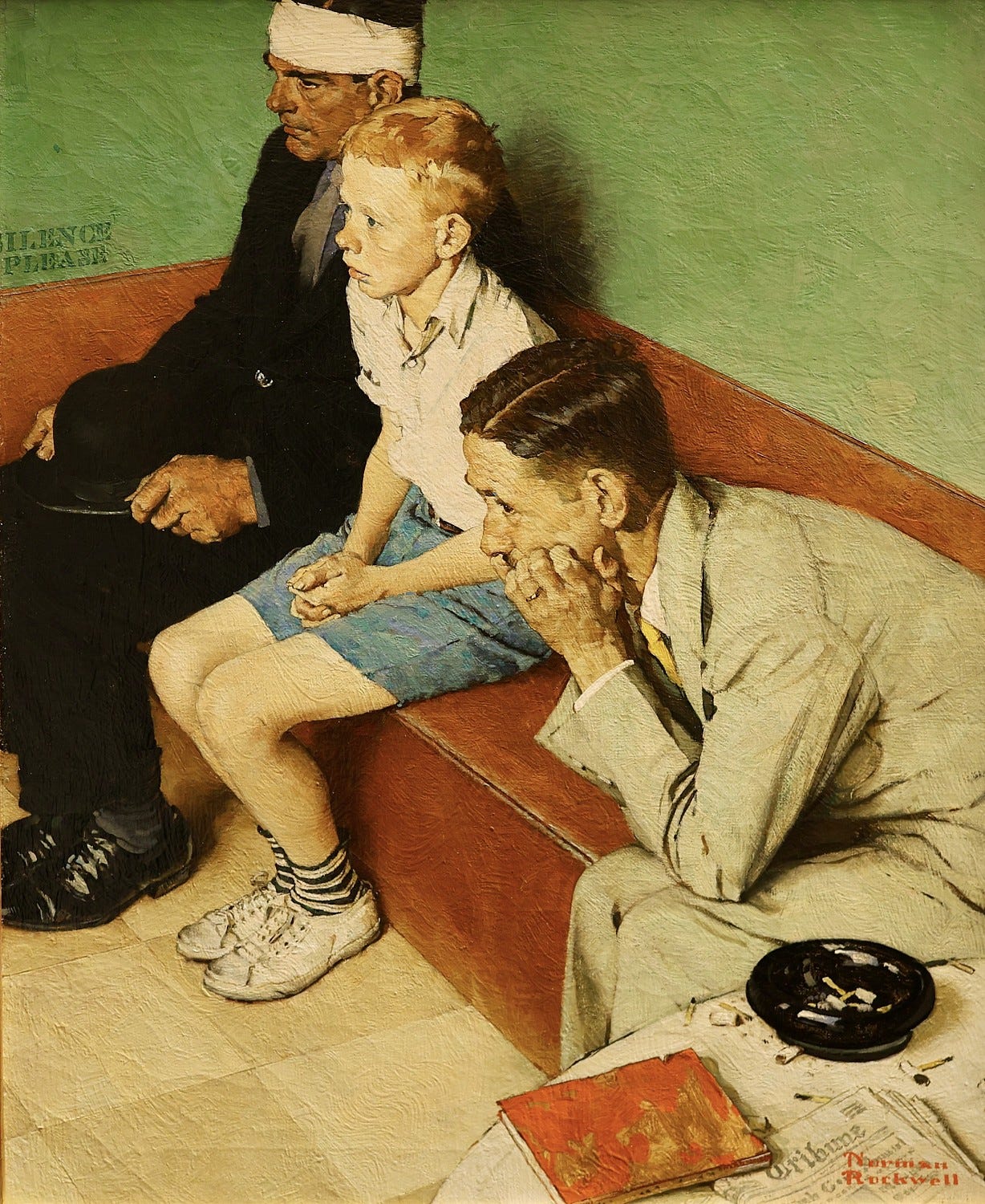 Waiting Room' by Norman Rockwell (1894-1978) : Original Oil on Canvas