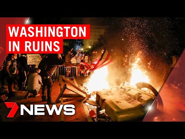 Washington riots: Destruction and looting just metres from the White House  | 7NEWS