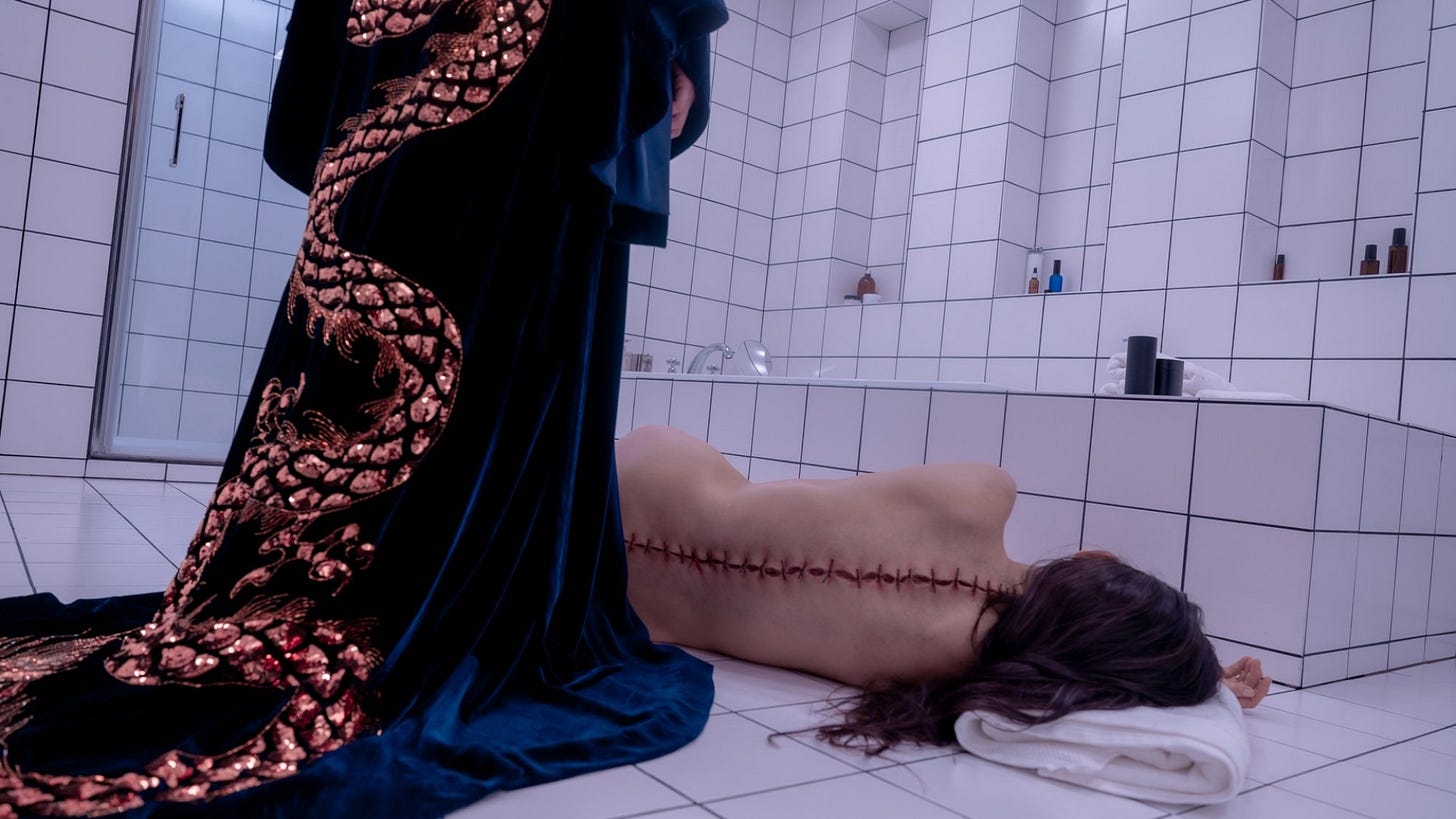 Demi Moore and Margaret Qualley in "The Substance."