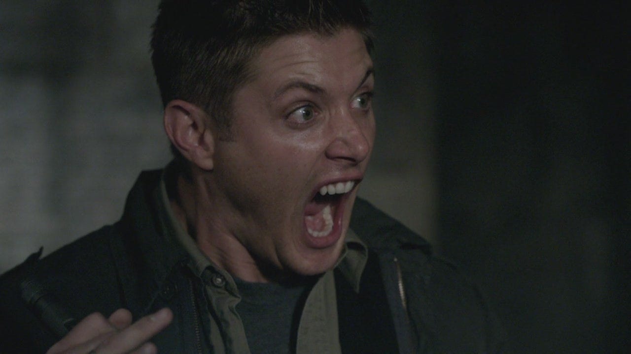 jensen ackles supernatural dean scared scream