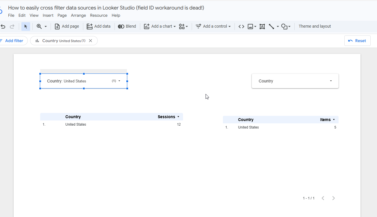 looker studio bible How to easily cross filter data sources in Looker Studio filter both