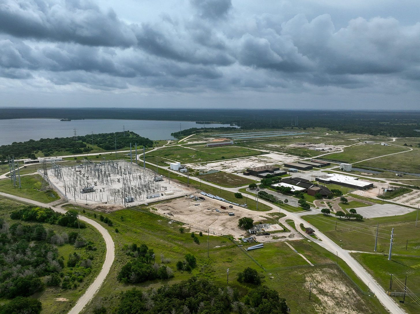 Aerial view of the Terafab site near Gibbons Creek Reservoir in Grimes County, Texas Aerial view of the Terafab site near Gibbons Creek Reservoir in Grimes County, Texas