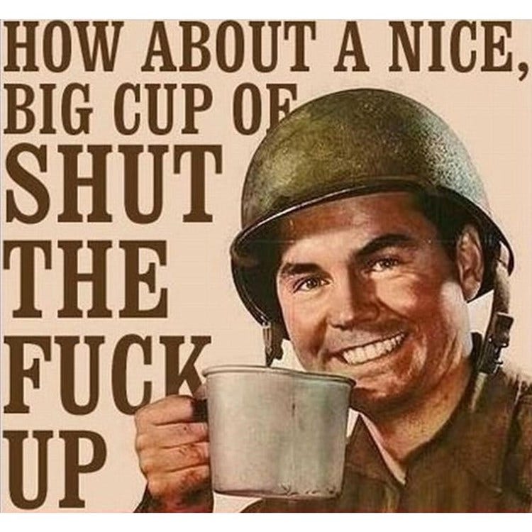 How about a nice, big cup of shut the fuck up 15 oz Ceramic Large Mug Big  Cup of Shut the Fuck Up | CafePress