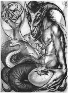 A demon with a serpentine phallus A demon with a serpentine phallus