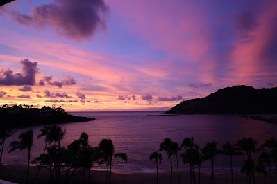 Here's a sunrise with purple skies