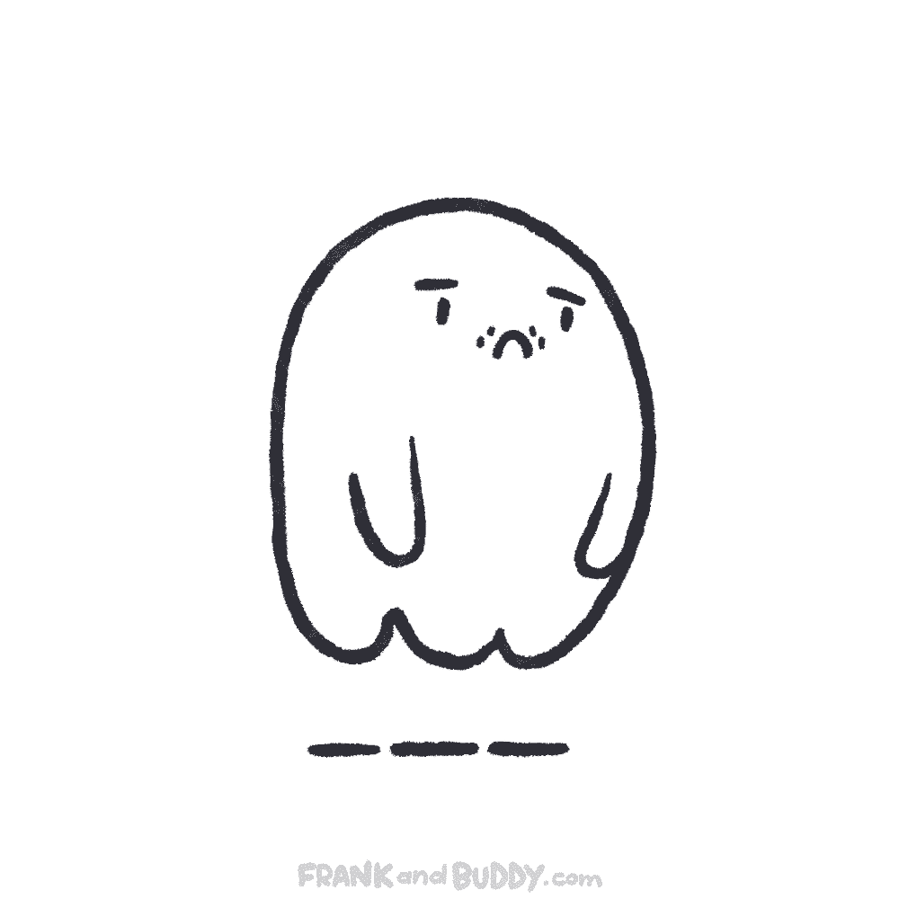 This animated webcomic shows the baby ghost concentrating and squeezing really hard to try to grow a moustache but instead two bushy eyebrows appear. The baby ghost wipes them away and tries again.