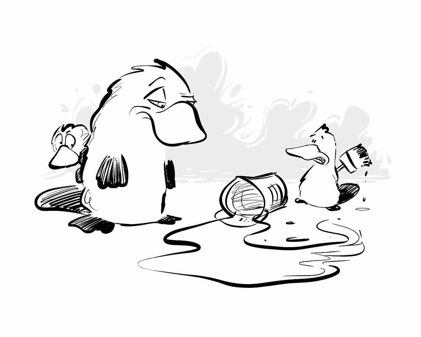 A platypus who spilled a bucket of paint