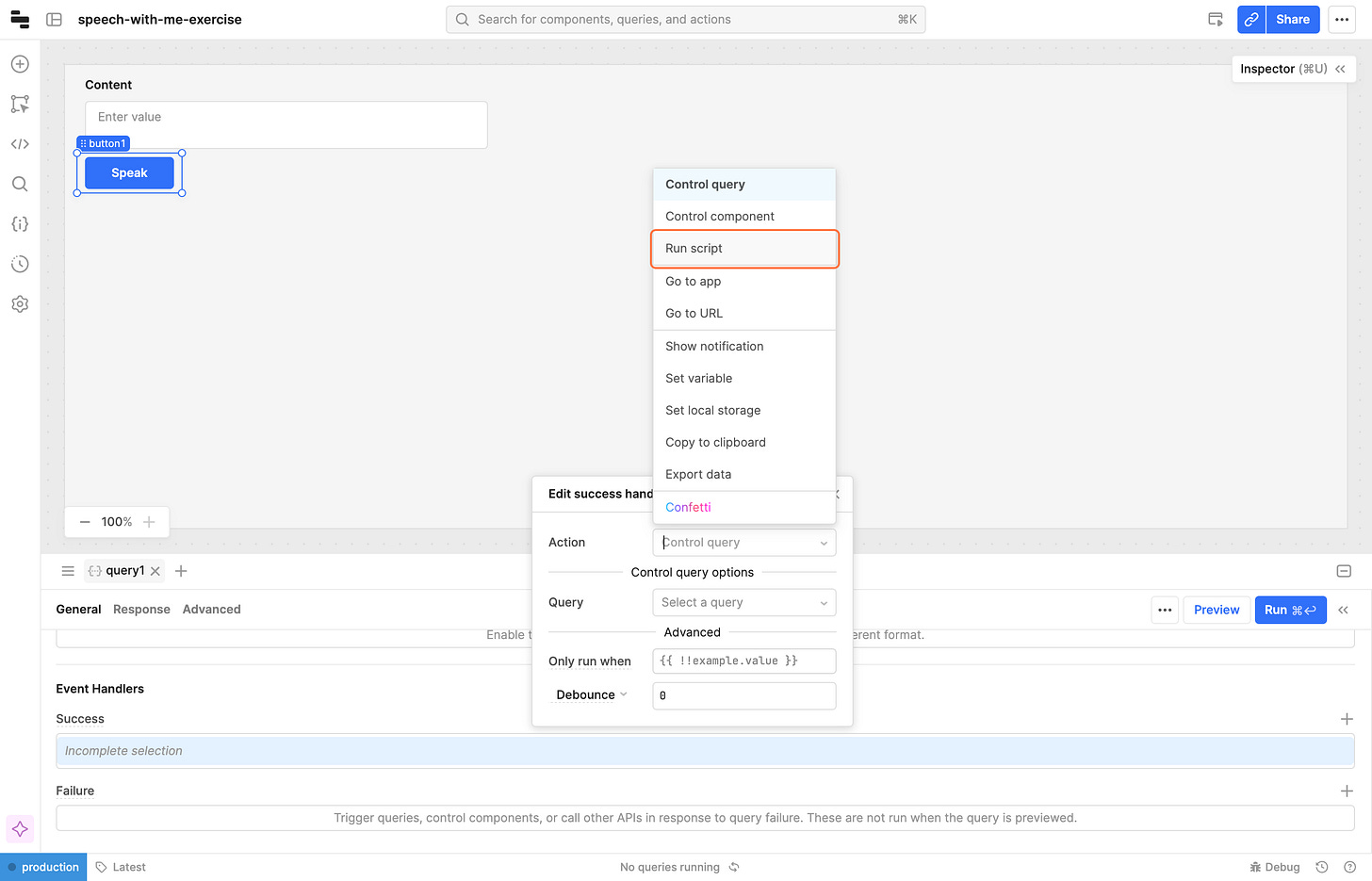 Click on Run script