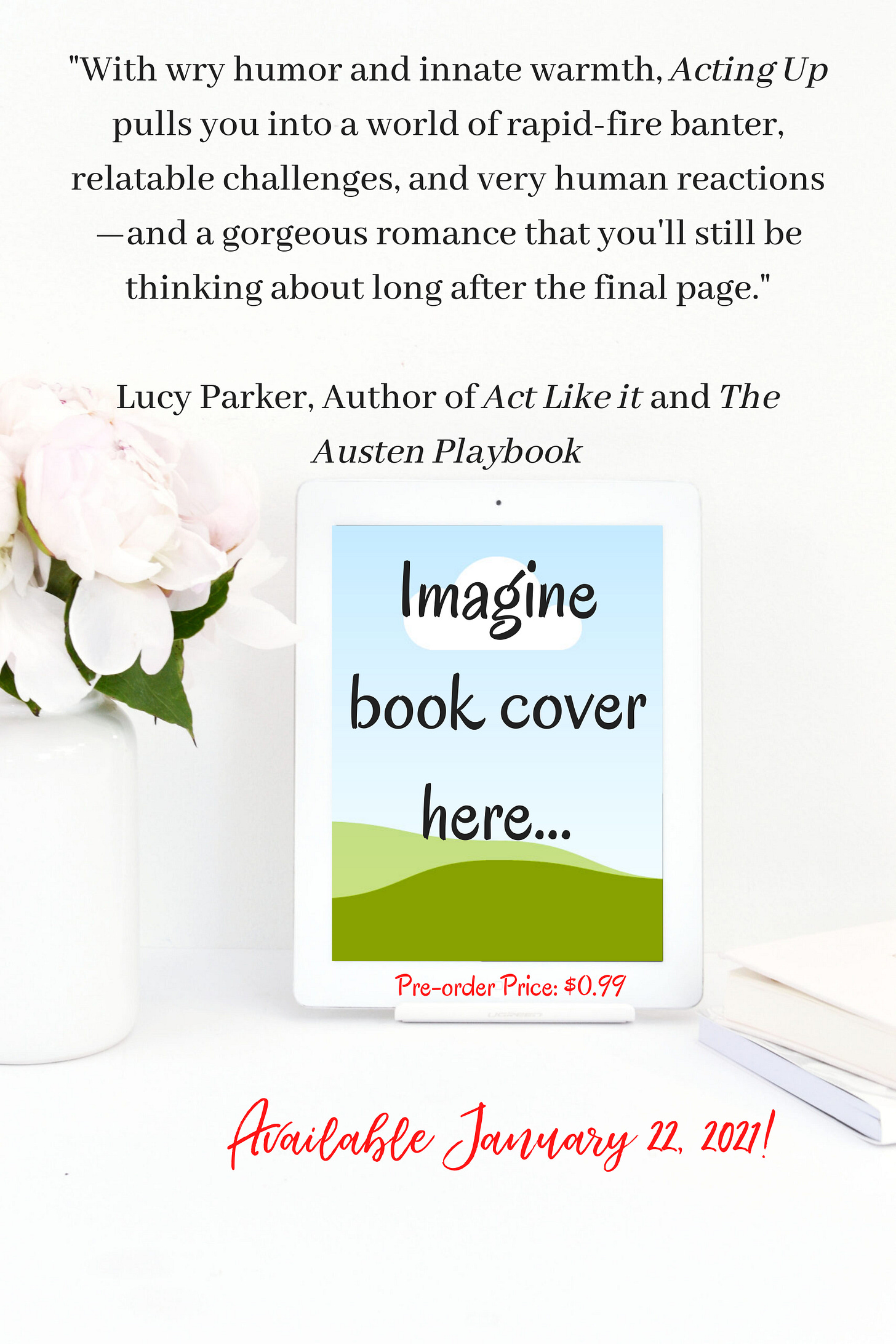 "With wry humor and innate warmth, Acting Up pulls you into a world of rapid-fire banter, relatable challenges, and very human reactions—and a gorgeous romance that you'll still be thinking about long after the final page."  Lucy Parker, Author of Act Like it and The Austen Playbook