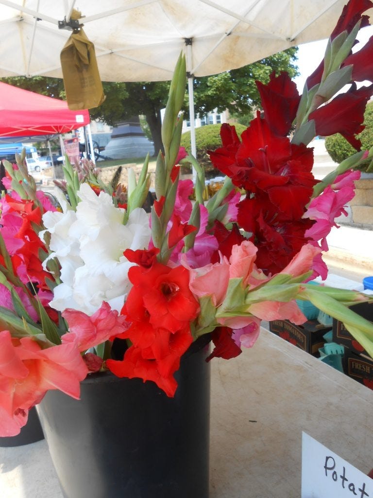 fresh flowers at a farmers market